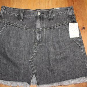 NWT! Free People Sanded Black Skirt w/Frayed Hem